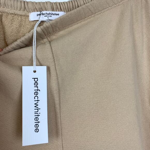 NWT perfectwhitetee Johnny 100% Cotton Sweatpant Jogger Pant Camel Size Large - Picture 3 of 5